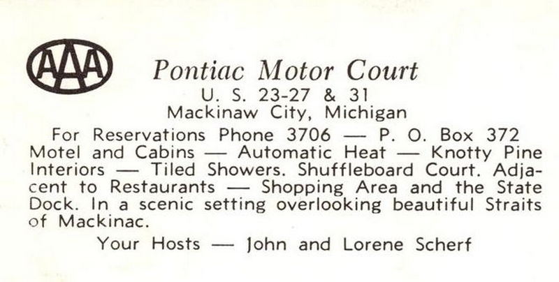 Pontiac Motor Court - Vintage Postcard